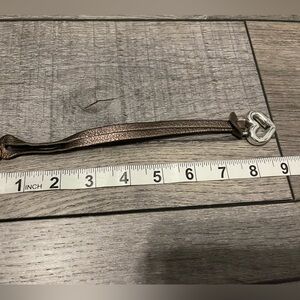 Brighton metallic Leather bag charm with Silver Heart